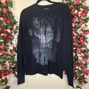 Apt 9 Black Forest Scene Long Sleeve Thermal Shirt Womens Medium